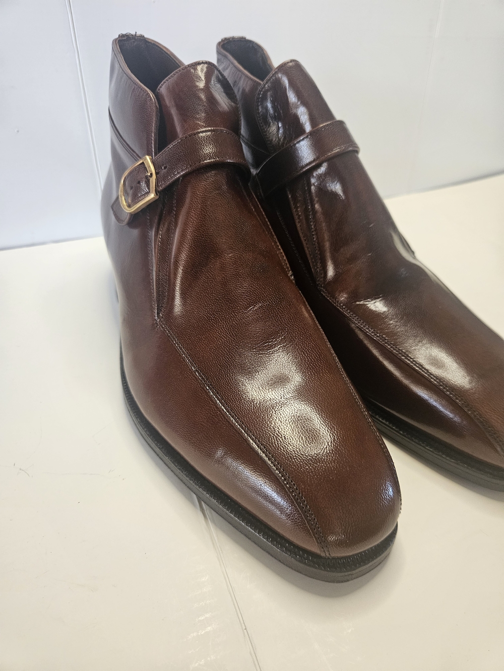 Vintage Florsheim Imperial Brown Leather Monk Strap Drake Loafers NOS Size 8.5 C